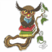 Schattigee Uil Boeken Sticker (Voorkant)