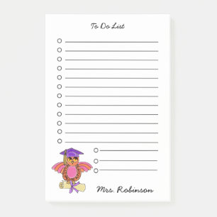 Schattigee uil diploma leraar te doen lijst wit 4  post-it® notes