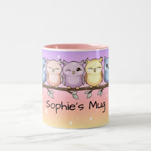 Schattigee uil: dromerige nachten en sterrenhemel tweekleurige koffiemok