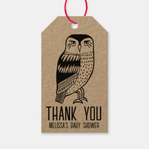 Schattigee Uil Eenvoudig BABY SHOWER CUSTOM Dank u Cadeaulabel