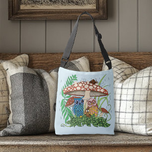 Schattigee Uil Familie Paddenstoel Regen Crossbody Tas