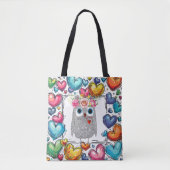 Schattigee Uil Hart Canvas tas (Voorkant)