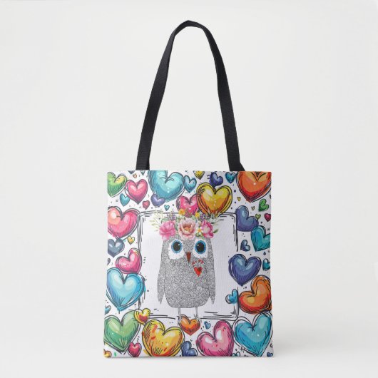 Schattigee Uil Hart Canvas tas (Voorkant)