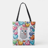 Schattigee Uil Hart Canvas tas (Achterkant)