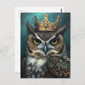Schattigee Uil in een Kroon Briefkaart (Voorkant / Achterkant)