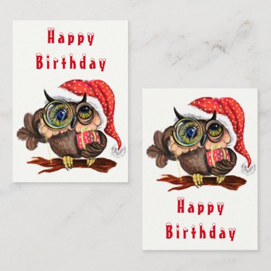 Schattigee Uil In Kerst Pet en Gift Verjaardag Kaa Notitiekaartje (Voorkant / Achterkant)
