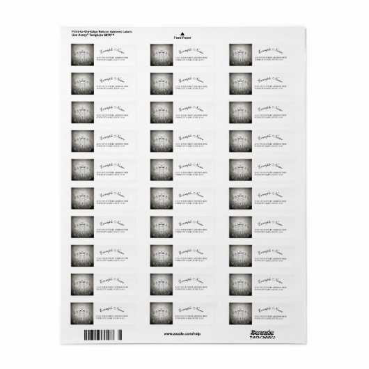 Schattigee uil in zwart-wit, mandala ontwerp etiket (Full Sheet)