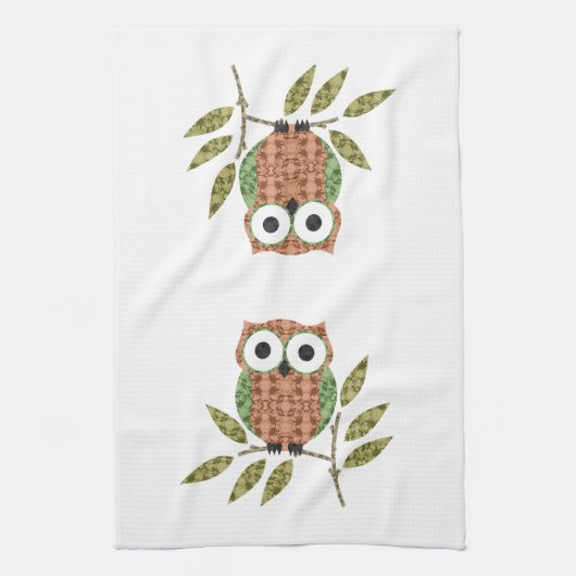 Schattigee uil keukenhanddoek (Verticaal)
