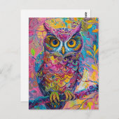 Schattigee Uil Kleurrijke Abstracte Vogel Dier Nat Briefkaart (Voorkant / Achterkant)