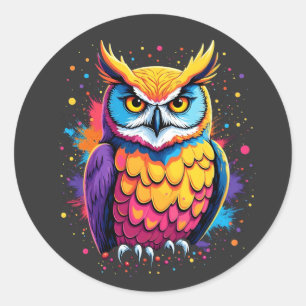 Schattigee Uil kunstwerk Uil Nocturnal Bird Lover Ronde Sticker