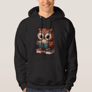 Schattigee uil leest boek lezen boekenwurm bibliot hoodie