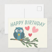 Schattigee Uil met bril op tak Happy Birthday Briefkaart (Voorkant / Achterkant)