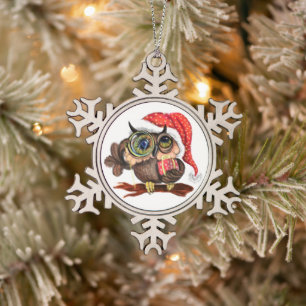 Schattigee Uil met Gift Kerstmis Ornament
