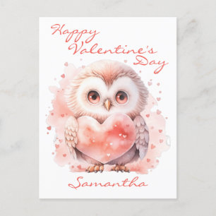 Schattigee Uil met Hart Valentijnsdag Briefkaart