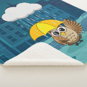 Schattigee Uil met paraplu op regenachtige dag Sherpa Deken (3/4)