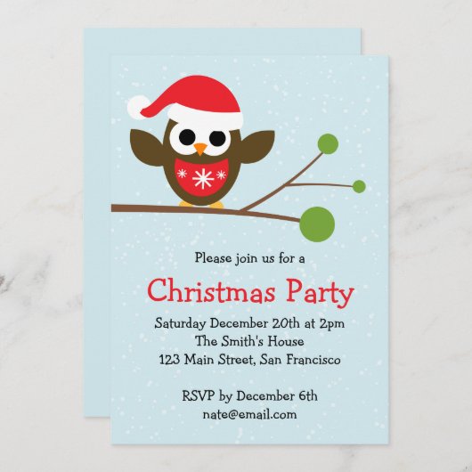 Schattigee Uil op een Uitnodiging van het de Parti (Voorkant / Achterkant)
