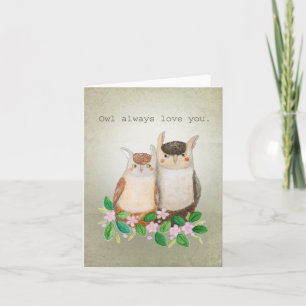 Schattigee uil paar Woodland Animal Pun Funny Love Kaart