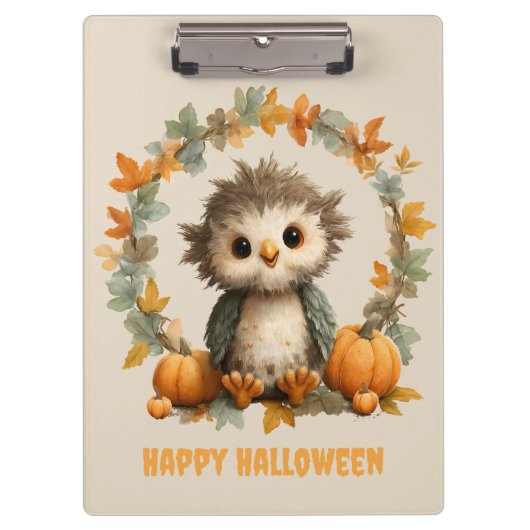 Schattigee Uil Pompoen Happy Halloween Design Klembord (Voorkant)