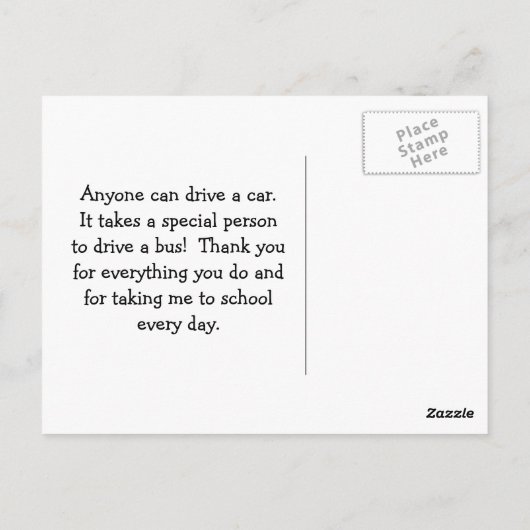 Schattigee uil schoolbuschauffeur bedankt briefkaart (Achterkant)