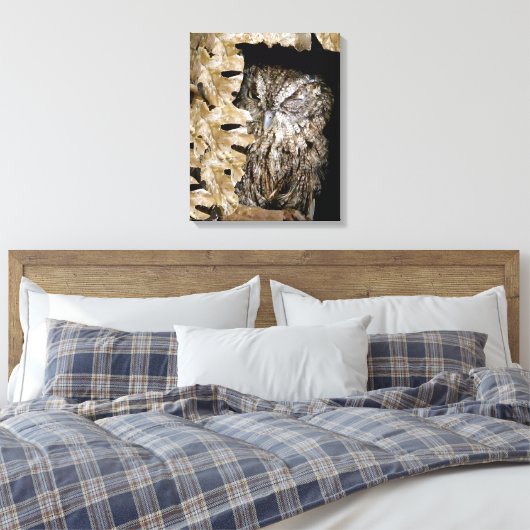 Schattigee Uil Wink Canvas Afdruk (Insitu (Slaapkamer))