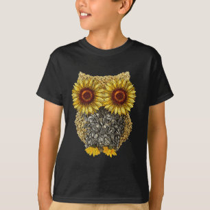Schattigee Uil Zonnebloempitten Hippie Zonnebloem T-shirt