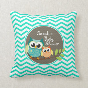 Schattigee uilen; Aqua Green Chevron Kussen