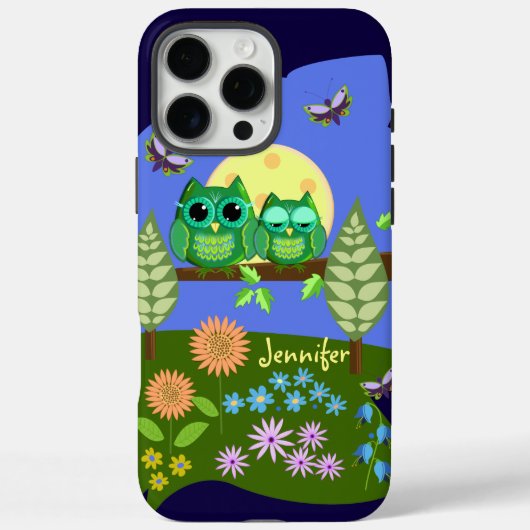 Schattigee Uilen in Zomerland & aangepaste Naam Case-Mate iPhone Case (Achterkant)