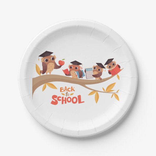 Schattigee uilen terug naar school Afstuderen Papieren Bordje (Voorkant)