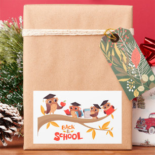 Schattigee uilen terug naar school Afstuderen Rechthoekige Sticker