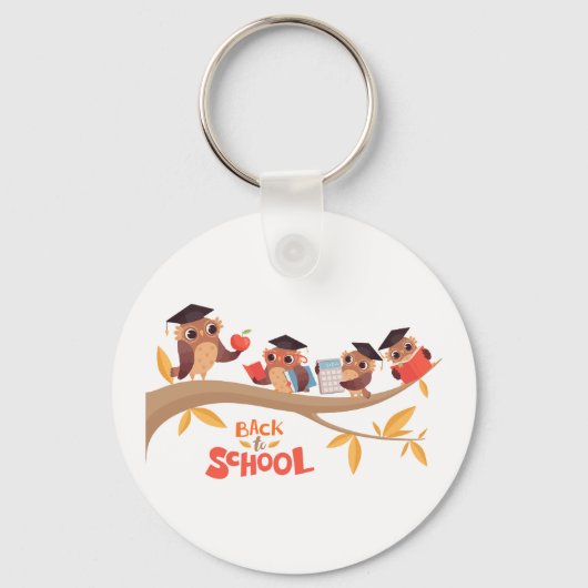 Schattigee uilen terug naar school Afstuderen Sleutelhanger (Voorkant)