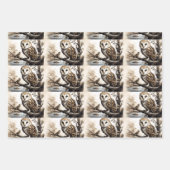 Schattigee uilen zittend op een boomtak inpakpapier vel (Voorkant 2)