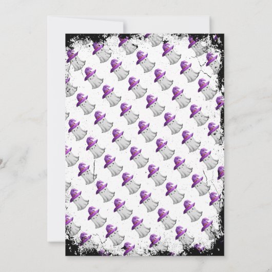 Schattigee uitnodiging voor een Halloween kat en h (Achterkant)