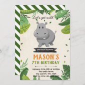 Schattigee uitnodiging voor Hippo verjaardagsfeest (Voorkant / Achterkant)