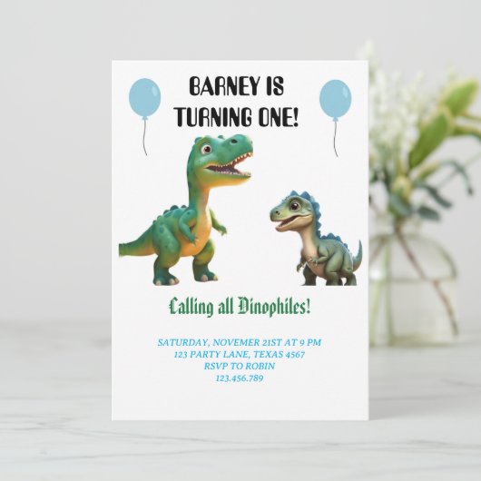 Schattigee uitnodiging voor verjaardagsfeestje van (Staand voorkant)