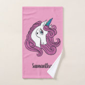 Schattigee Unicorn aangepaste naam & kleur handdoe Bad Handdoek (Handdoek)