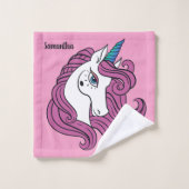 Schattigee Unicorn aangepaste naam & kleur handdoe Bad Handdoek (Wasdoekje)