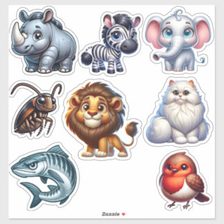 Schattigee unieke 3D dierlijke Stickers set
