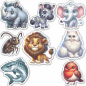 Schattigee unieke 3D dierlijke Stickers set (Voorkant)