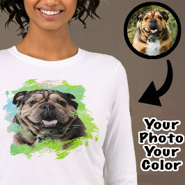 Schattigee unieke Bulldog of uw foto Groene Hond M Tri-Blend Shirt