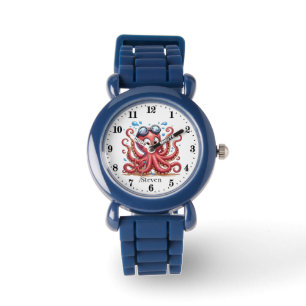 Schattigee unisex kinder octopus Voeg naam toe Horloge