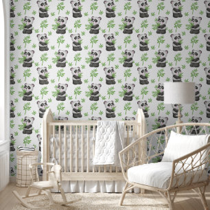 Schattigee unisex panda baby kwekerij betegeld behang