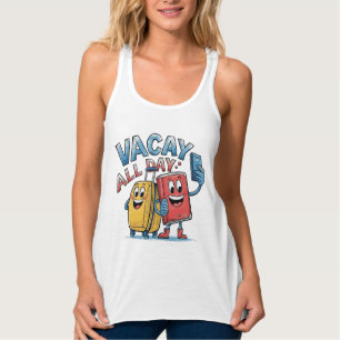 Schattigee vacay hele dag woordkunst Zomer Tanktop