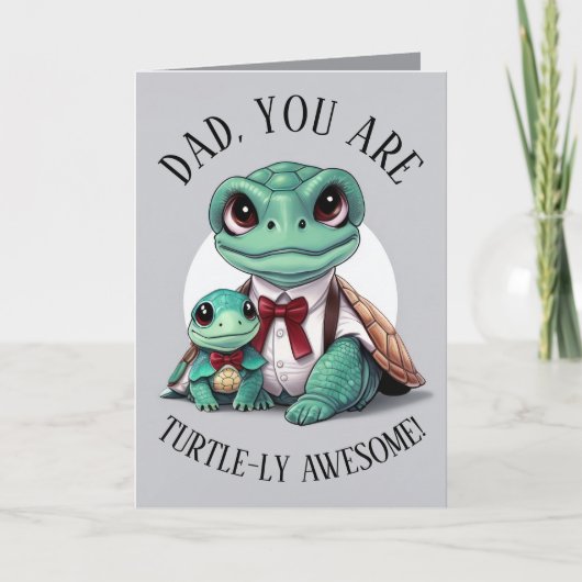 Schattigee vader en Kind Schildpad Vaderdag Kaart (Voorkant)