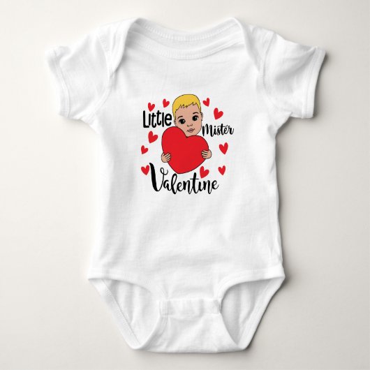 Schattigee Valentijn Boy Holding Heart Gift Art vo Romper (Voorkant)