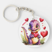 Schattigee Valentijn Dragon Schattig Lovethemed Dr Sleutelhanger (Voorkant)