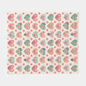 Schattigee Valentijn hartpatroon Fleece Deken (Voorkant (Horizontaal))