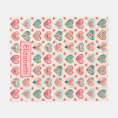 Schattigee Valentijn hartpatroon Fleece Deken (Voorkant (Horizontaal))