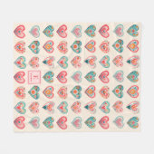 Schattigee Valentijn hartpatroon fleece deken (Voorkant (Horizontaal))