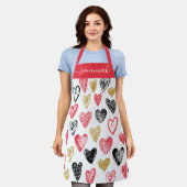 Schattigee Valentijn hartpatroon Monogram Schort (Gedragen)