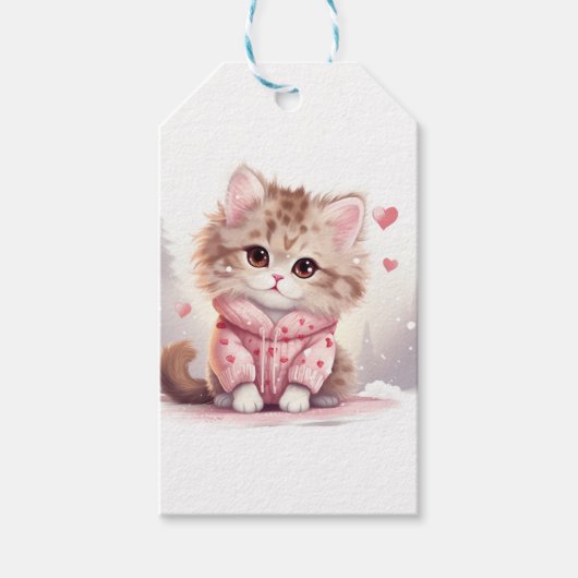 Schattigee Valentijn kat Cadeaulabel (Voorkant)